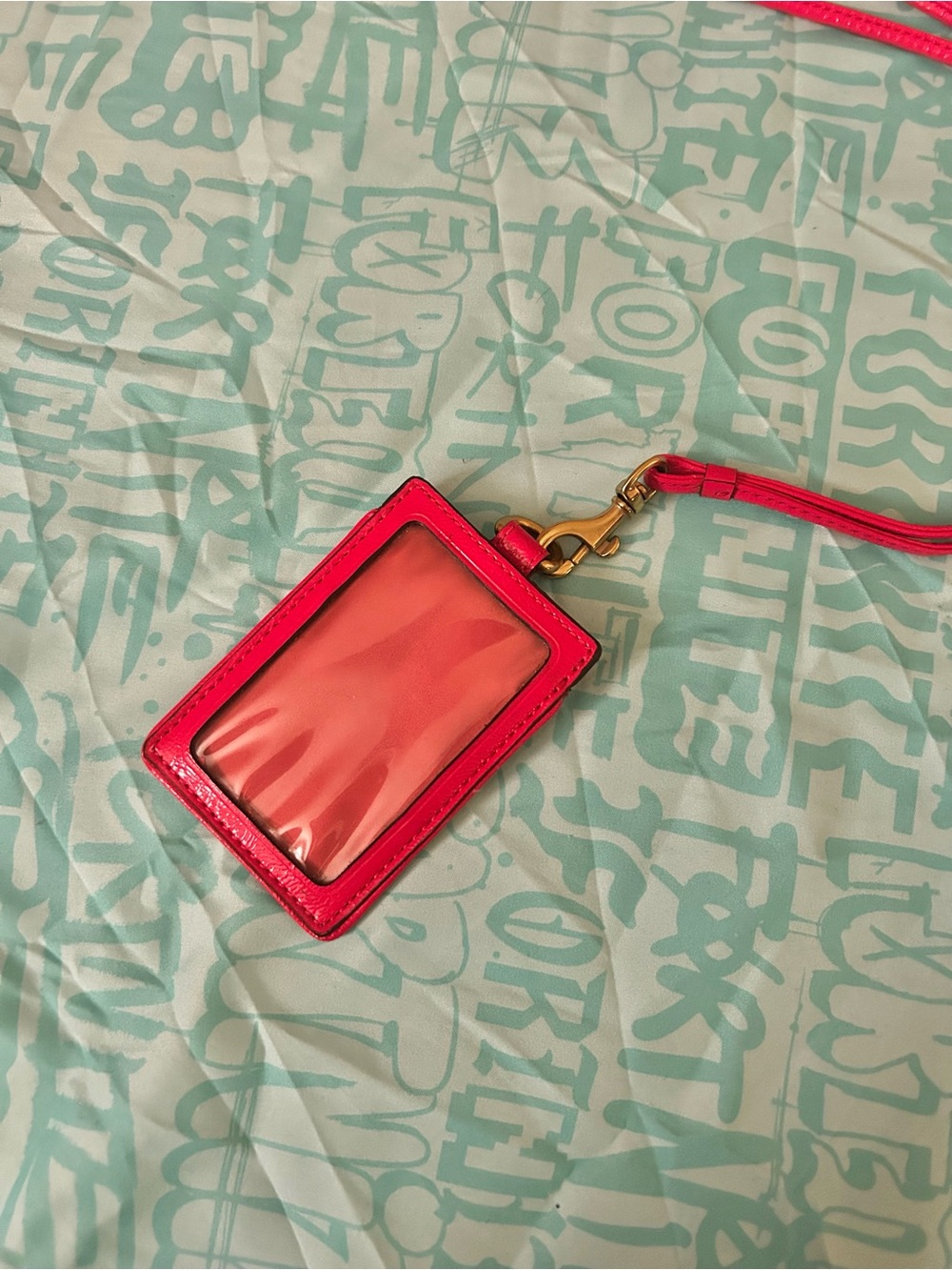 Coach vintage Pink Bow Cardholder Lanyard with Signature Print - Picture 3 of 3